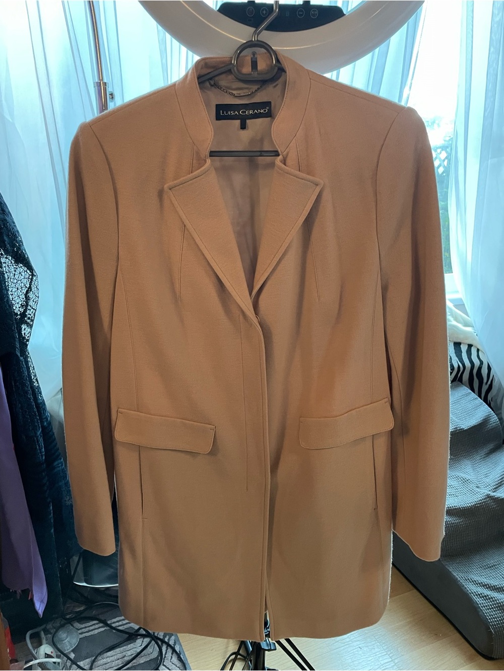 Luisa Cerano Women's Camel Long Blazer Jacket